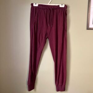 Unplug Comfy Burgundy Jogger Pants with pockets.